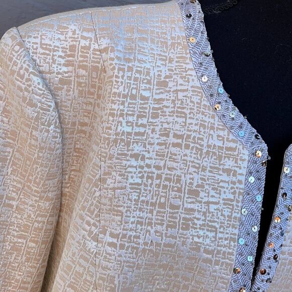 Vintage Ben Marc International women’s 20 silver threaded open front blazer - Picture 2 of 13